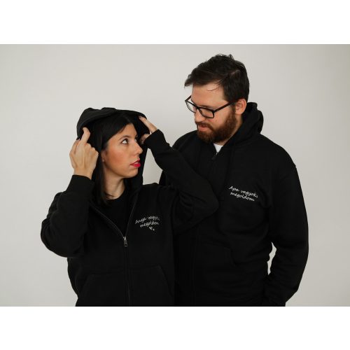 Cipzáros unisex pulcsi - fekete