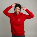 Női kapucnis pulóver - piros - KÉSZLET